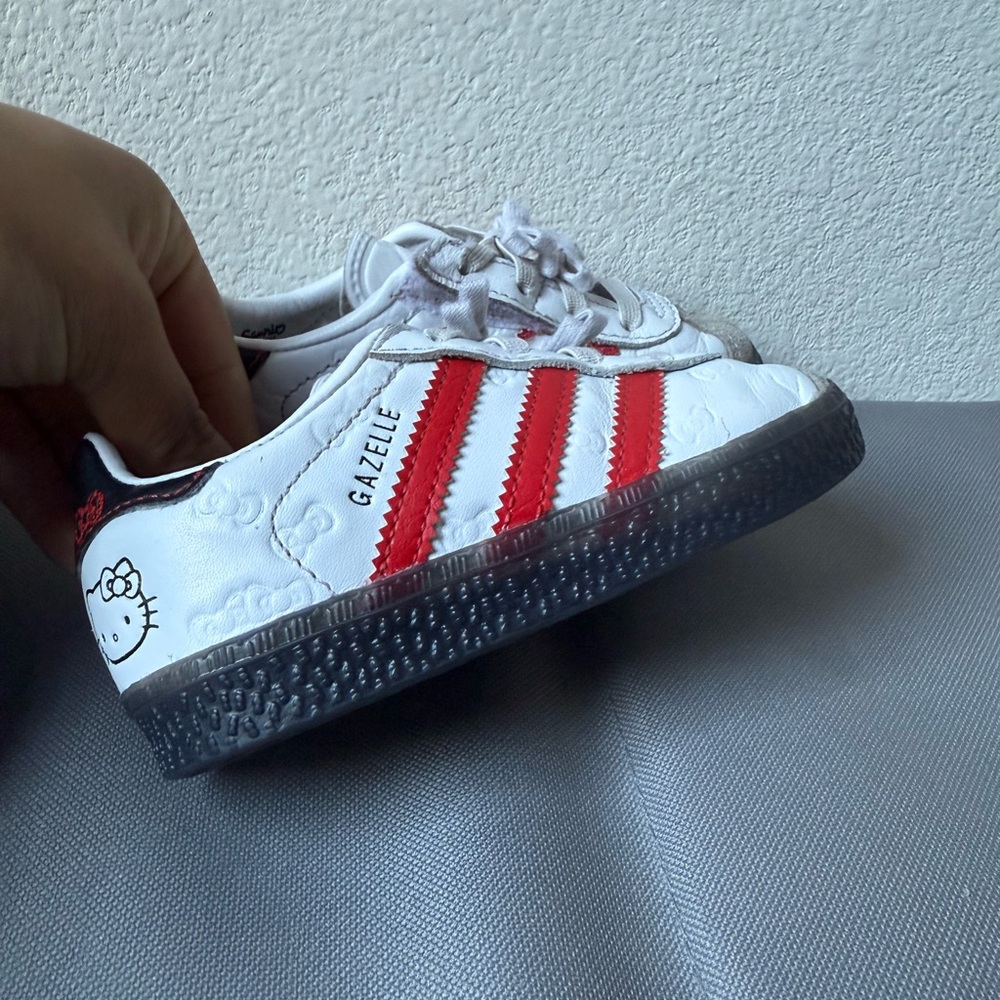 Adidas Kids Gazelle White and Red Sneakers
